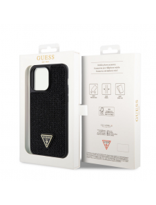 Guess Rhinestones Triangle Metal Logo Fodral till iPhone 14 Pro Max Svart