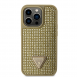 Guess Rhinestones Triangle Metal Logo Fodral för iPhone 14 Pro Gold