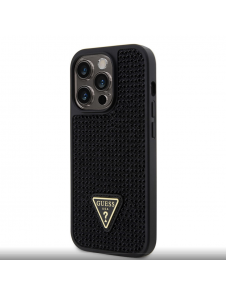 Guess Rhinestones Triangle Metal Logo Fodral till iPhone 14 Pro Svart