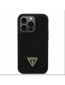 Guess Rhinestones Triangle Metal Logo Fodral till iPhone 14 Pro Svart