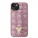 Guess Rhinestones Triangle metalllogofodral för iPhone 14 Rosa