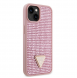Guess Rhinestones Triangle metalllogofodral för iPhone 14 Rosa