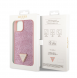 Guess Rhinestones Triangle metalllogofodral för iPhone 14 Rosa