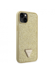 Guess Rhinestones Triangle metalllogofodral för iPhone 14 Gold