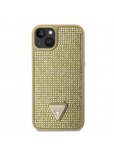 Guess Rhinestones Triangle metalllogofodral för iPhone 14 Gold