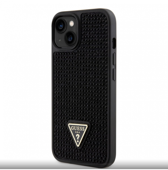 Guess Rhinestones Triangle Metal Logo Fodral till iPhone 14 Svart
