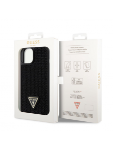 Guess Rhinestones Triangle Metal Logo Fodral till iPhone 14 Svart