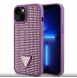 Guess Rhinestones Triangle Metal Logo Fodral för iPhone 13 Lila