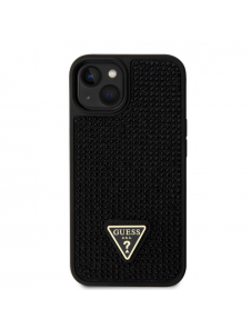 Guess Rhinestones Triangle metalllogofodral för iPhone 13 Svart