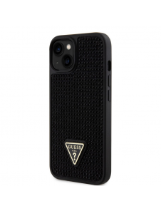 Guess Rhinestones Triangle metalllogofodral för iPhone 13 Svart