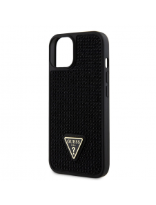 Guess Rhinestones Triangle metalllogofodral för iPhone 13 Svart