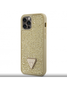Guess Rhinestones Triangle Metal Logo Fodral för iPhone 12/12 Pro Gold