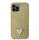 Guess Rhinestones Triangle Metal Logo Fodral för iPhone 12/12 Pro Gold