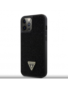 Guess Rhinestones Triangle Metal Logo Fodral till iPhone 12/12 Pro Svart