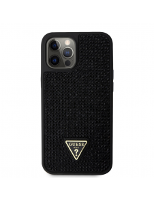 Guess Rhinestones Triangle Metal Logo Fodral till iPhone 12/12 Pro Svart