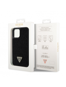 Guess Rhinestones Triangle Metal Logo Fodral till iPhone 12/12 Pro Svart