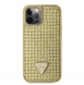 Guess Rhinestones Triangle metalllogofodral för iPhone 12 Pro Max Gold
