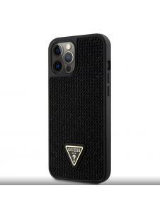 Guess Rhinestones Triangle Metal Logo Fodral för iPhone 12 Pro Max Svart