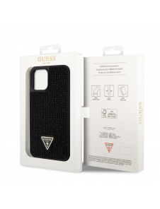Guess Rhinestones Triangle Metal Logo Fodral för iPhone 12 Pro Max Svart