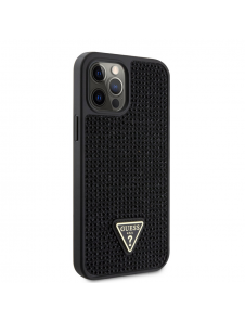 Guess Rhinestones Triangle Metal Logo Fodral för iPhone 12 Pro Max Svart
