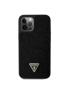 Guess Rhinestones Triangle Metal Logo Fodral för iPhone 12 Pro Max Svart