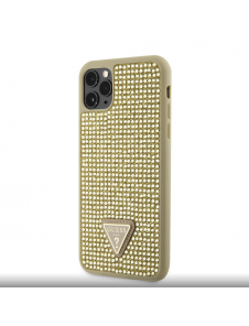 Guess Rhinestones Triangle Metal Logo Fodral iPhone 11 Pro Max Gold