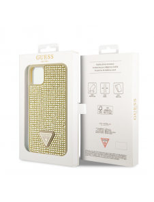 Guess Rhinestones Triangle Metal Logo Fodral iPhone 11 Pro Max Gold