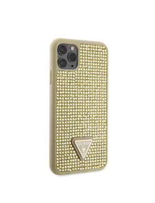 Guess Rhinestones Triangle Metal Logo Fodral iPhone 11 Pro Max Gold