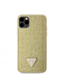 Guess Rhinestones Triangle Metal Logo Fodral iPhone 11 Pro Max Gold