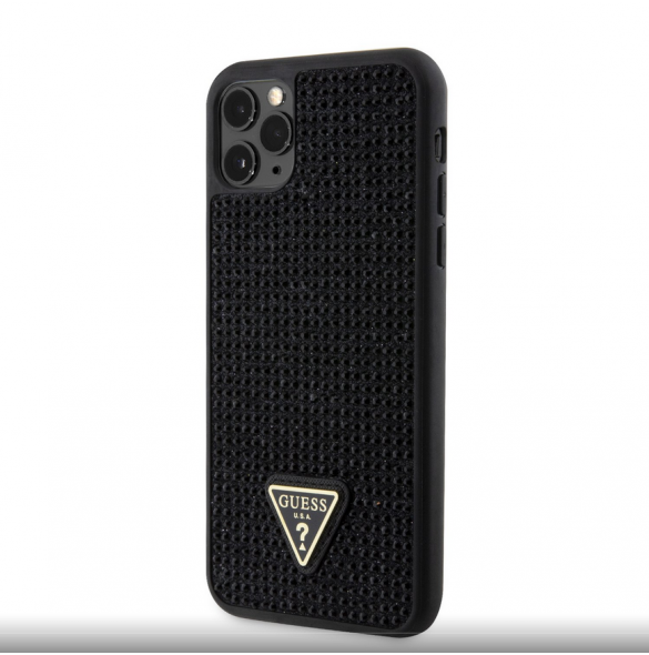 Guess Rhinestones Triangle Metal Logo Fodral iPhone 11 Pro Max Svart