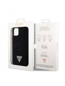 Guess Rhinestones Triangle Metal Logo Fodral iPhone 11 Pro Max Svart