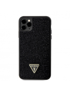 Guess Rhinestones Triangle Metal Logo Fodral iPhone 11 Pro Max Svart