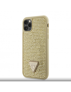 Guess Rhinestones Triangle Metal Logo-fodral för iPhone 11 Pro Gold