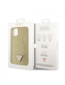 Guess Rhinestones Triangle Metal Logo-fodral för iPhone 11 Pro Gold