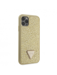 Guess Rhinestones Triangle Metal Logo-fodral för iPhone 11 Pro Gold