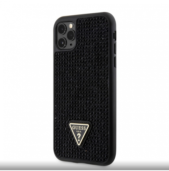 Guess Rhinestones Triangle Metal Logo Fodral för iPhone 11 Pro Svart