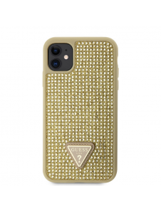 Guess Rhinestones Triangle metalllogofodral för iPhone 11 Gold