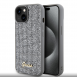 Guess PU Square Mirror Script Logo Fodral till iPhone 15 Silver