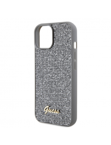 Guess PU Square Mirror Script Logo Fodral till iPhone 15 Silver
