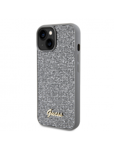 Guess PU Square Mirror Script Logo Fodral till iPhone 15 Silver