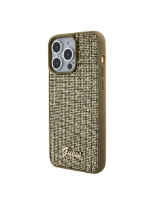 Guess PU Square Mirror Script Logo Fodral för iPhone 15 Pro Max Gold