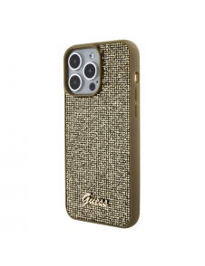 Guess PU Square Mirror Script Logo Fodral för iPhone 15 Pro Max Gold