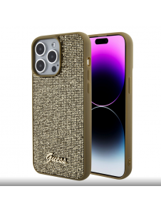 Guess PU Square Mirror Script Logo Fodral för iPhone 15 Pro Max Gold