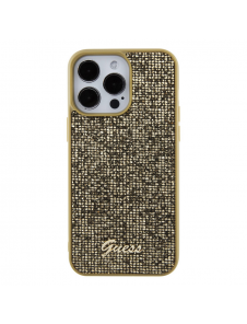 Guess PU Square Mirror Script Logo Fodral för iPhone 15 Pro Max Gold