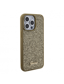 Guess PU Square Mirror Script Logo Fodral för iPhone 15 Pro Max Gold