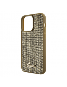 Guess PU Square Mirror Script Logo Fodral för iPhone 15 Pro Max Gold