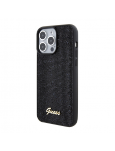 Guess PU Square Mirror Script Logo Fodral för iPhone 15 Pro Max Svart