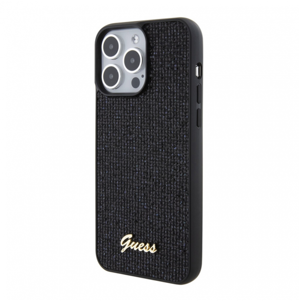 Guess PU Square Mirror Script Logo Fodral för iPhone 15 Pro Max Svart