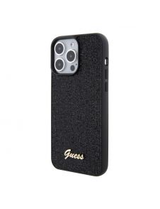 Guess PU Square Mirror Script Logo Fodral för iPhone 15 Pro Max Svart