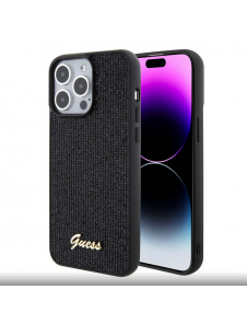 Guess PU Square Mirror Script Logo Fodral för iPhone 15 Pro Max Svart